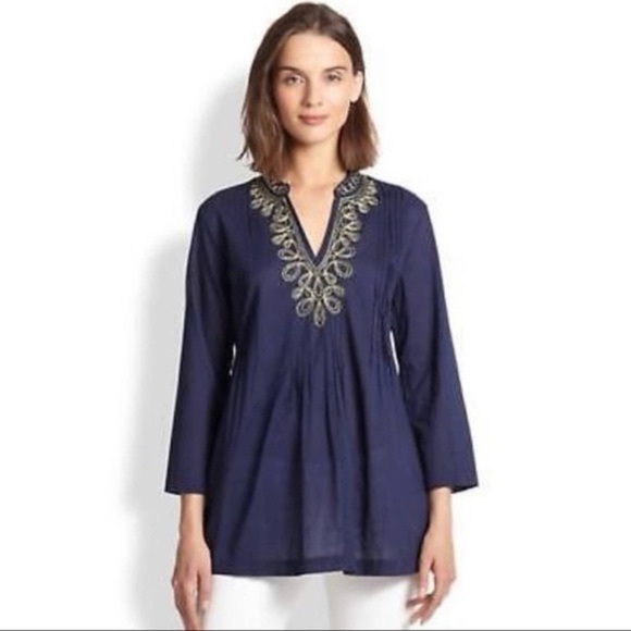 Lilly Pulitzer Tops - Lilly Pulitzer Navy Beaded Tunic